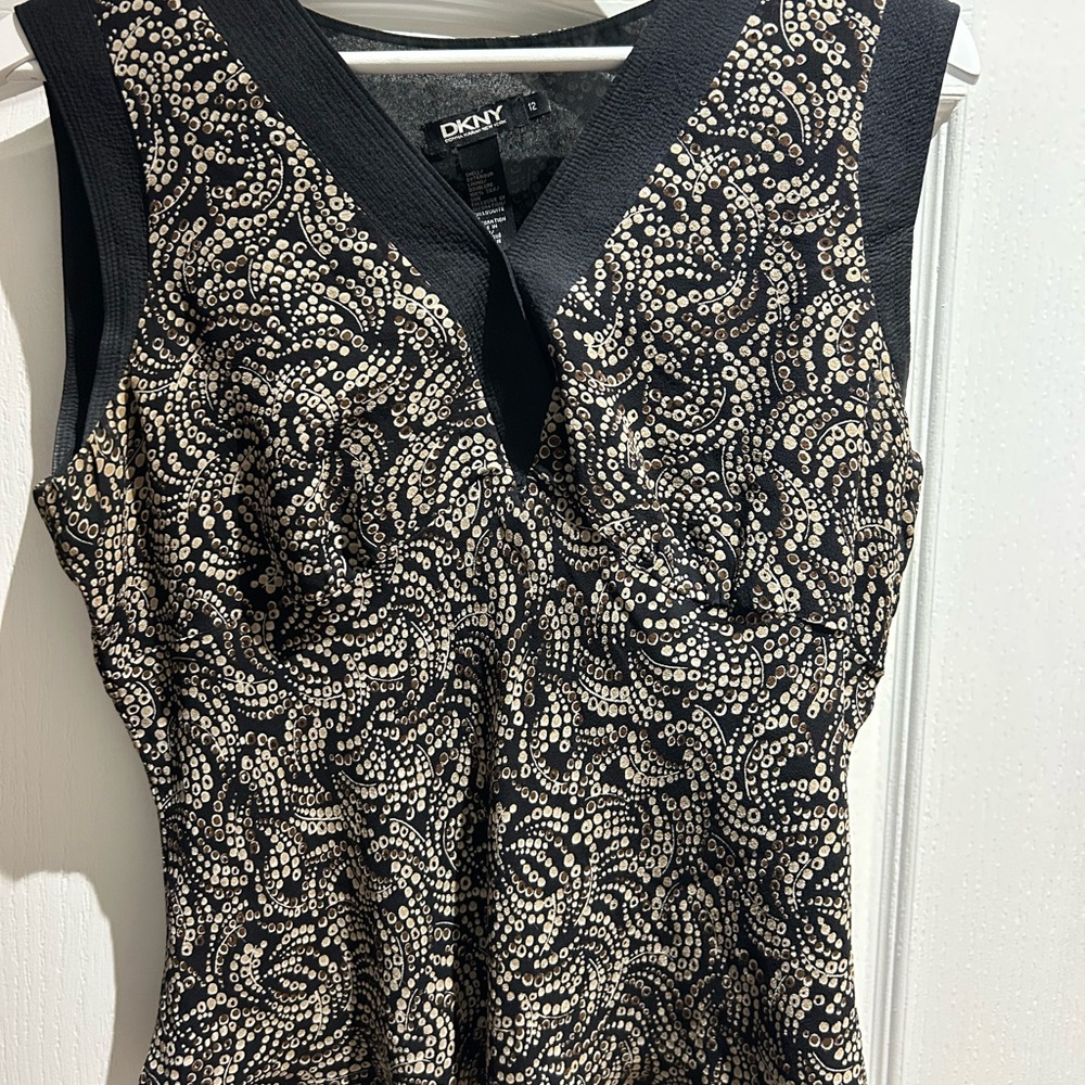 DKNY Black and Cream Swirl Dress
